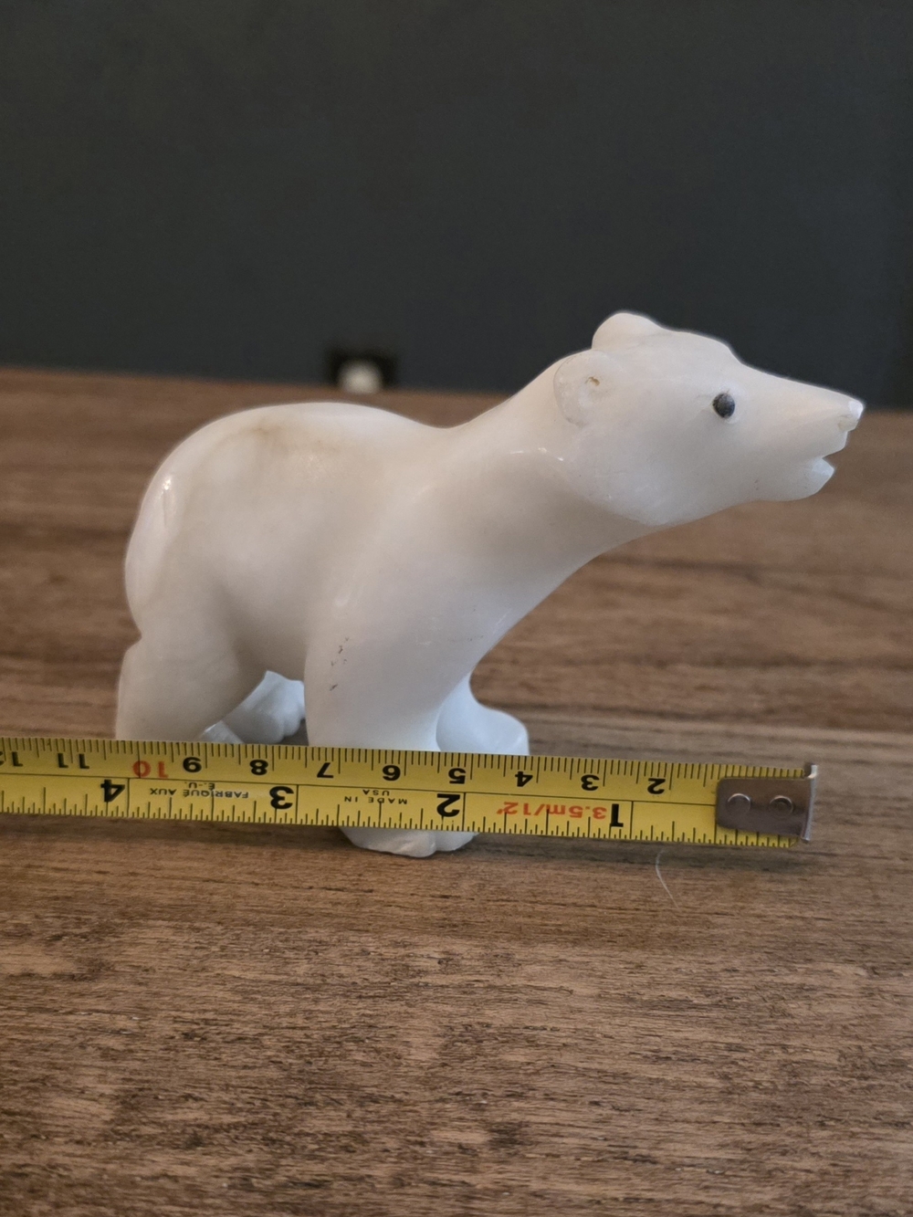 White Marble Polar Bear Figurine - Decorative Home Accent